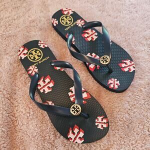 Tory Burch Navy Pink Red Flip Flops Sz 7
